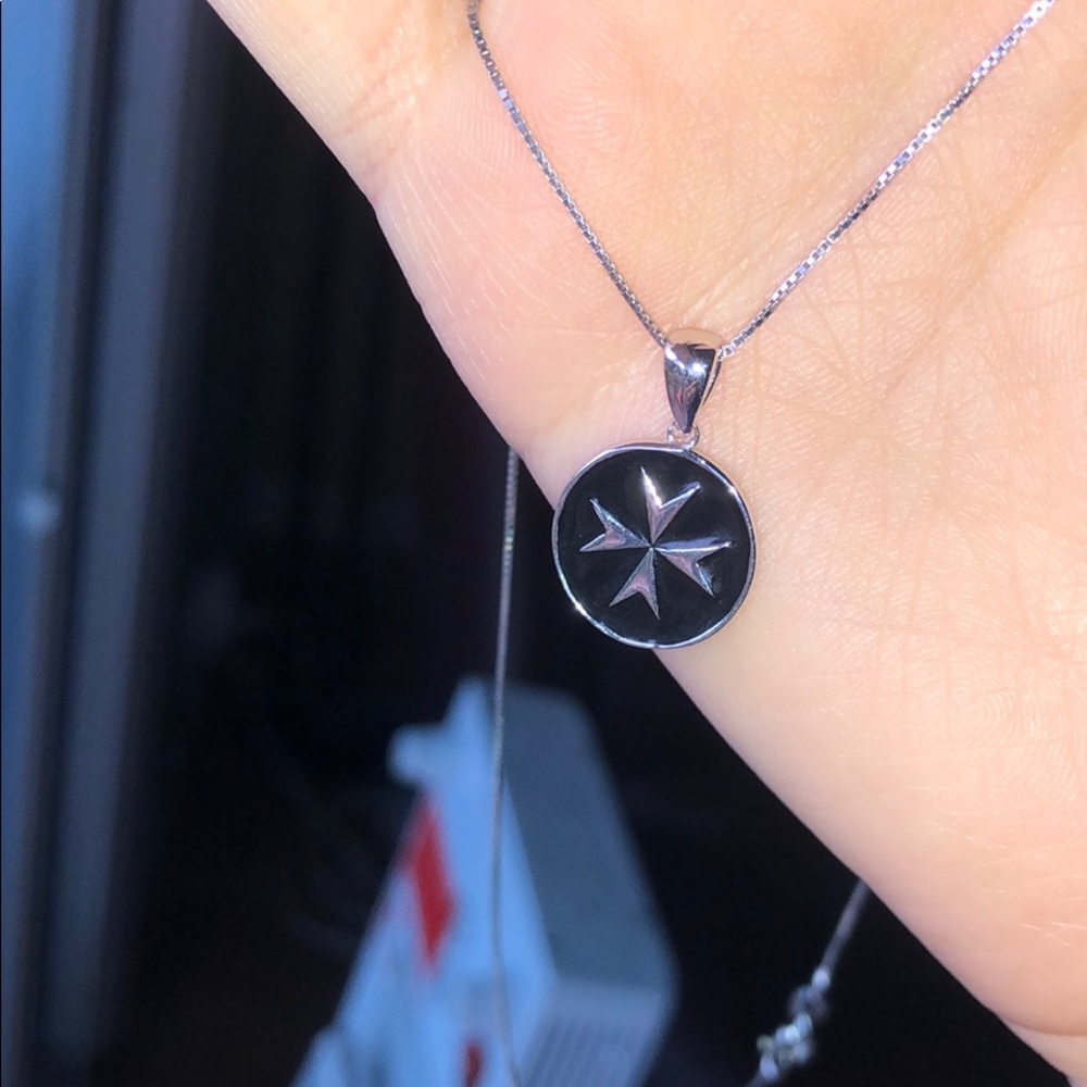 Silver&Black Dainty Necklace - STERLING SILVER